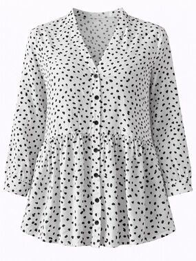 Chic Soul Womens Polka Dot Button Down Flow Top - Size 2X